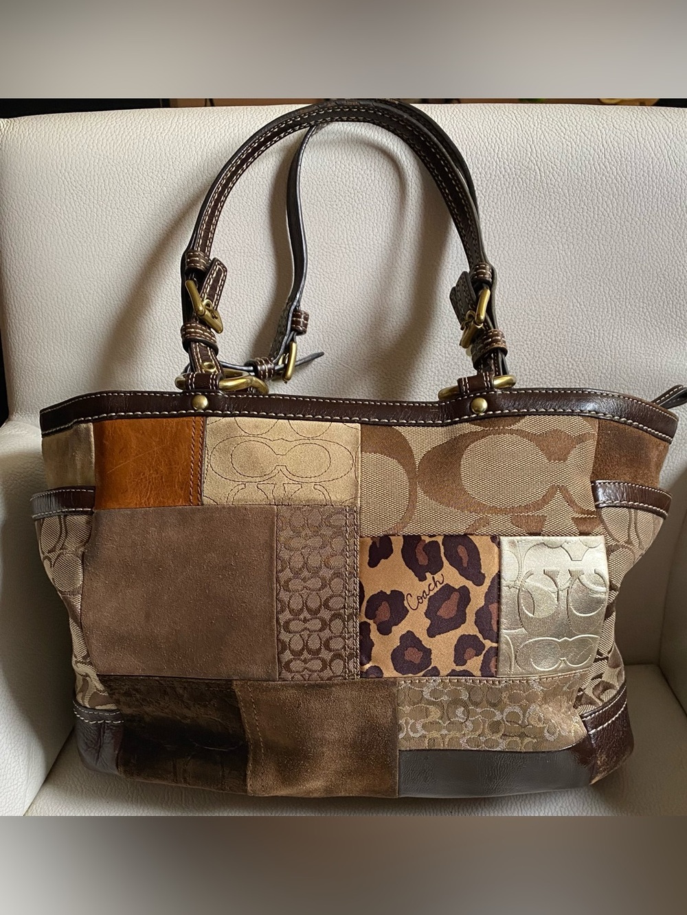 Coach Signature Patchwork Limited Edition Purse Bag F0873-F12843 Leopard VTG Y2K - Picture 2 of 12